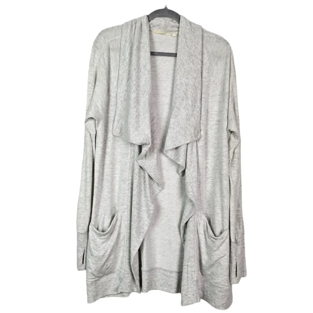 Athleta Light Gray Open-Front Draped Cardigan - Picture 4 of 8